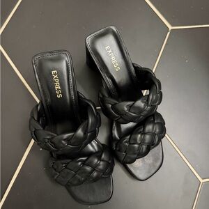 Express Black Braided Heeled Sandals